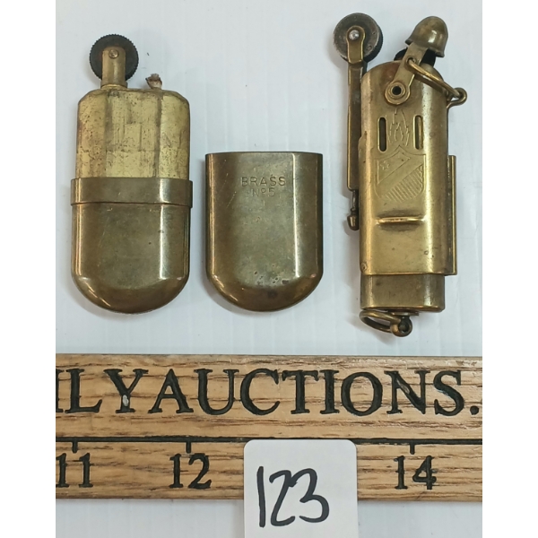LOT OF 2 - BOWERS & BRASS NO. 5 TRENCH ART STYLE LIGHTERS