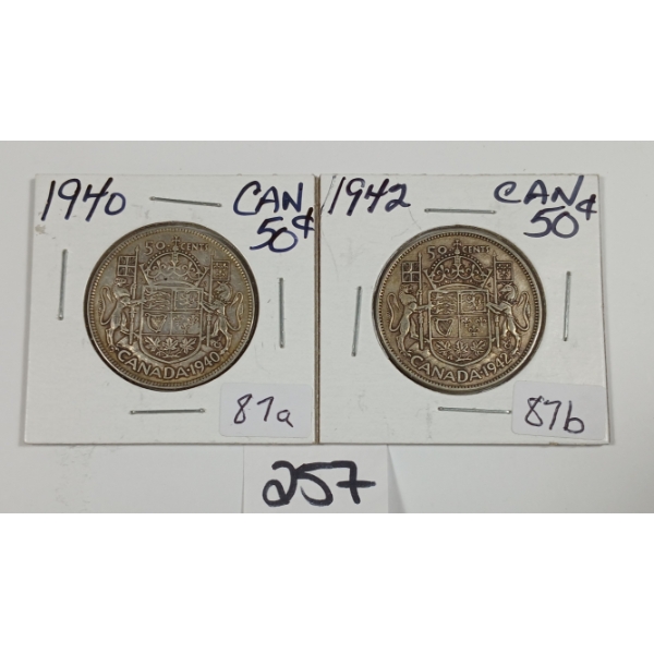 LOT OF 2 - 1940 & 1942 CDN 50 CENT PCS