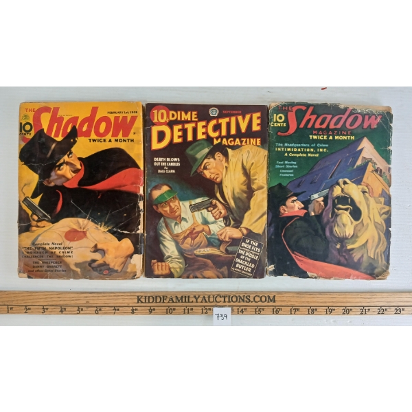 LOT OF 3 - 10 CENT DETECTIVE & THE SHADOW PULP MAGAZINES