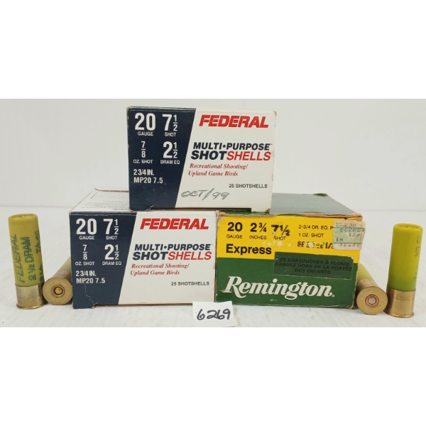 AMMO: 68X FEDERAL/REMINGTON 20GA 2 3/4IN - 7 1/2 SHOT
