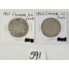 Image 1 : LOT OF 2 - 1931 & 1932 CDN 50 CENT SILVER COINS