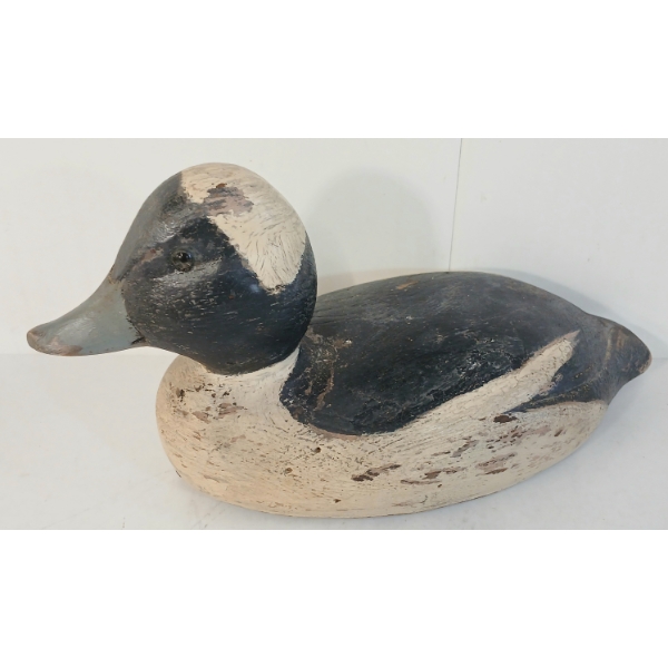 BLUEBILLED DECOY DUCK W/ WEIGHT - SIGNED T.M.