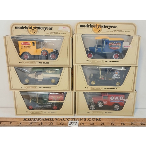 LOT OF 6 - MATCHBOX MODELS OF YESTERYEAR DIECAST MODELS - 1927 TABOT, 1912 MODEL T, ETC