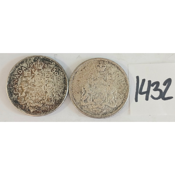 LOT OF 2 - 1962 & 1964 CDN SILVER HALF DOLLARS