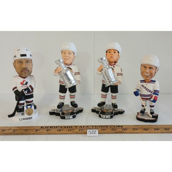 LOT OF 4 - CHICAGO BLACK HAWKS, NEW YORK RANGERS & TEAM CANADA HOCKEY BOBBLE-HEAD FIGURES