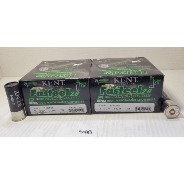 AMMO: 50X KENT FASTEEL 2.0 12GA - 2 3/4IN - BB 