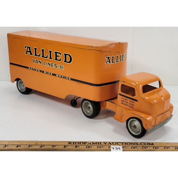 PRESSED STEEL ALLIED VAN LINES TRUCK W/ TRAILER