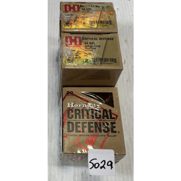 AMMO: 60 X HORNADY .44 SPL - 165 GR
