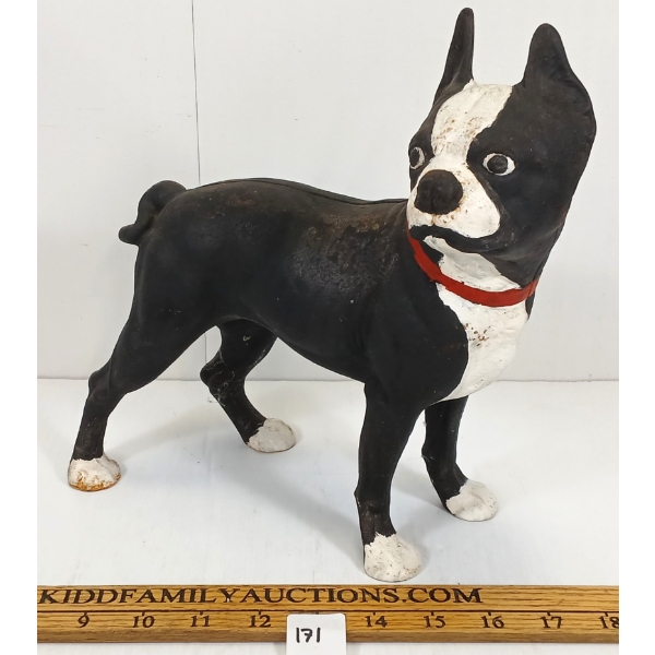 CAST IRON BOSTON TERRIER DOG DOORSTOP - EARLY / MID 20TH CENTURY