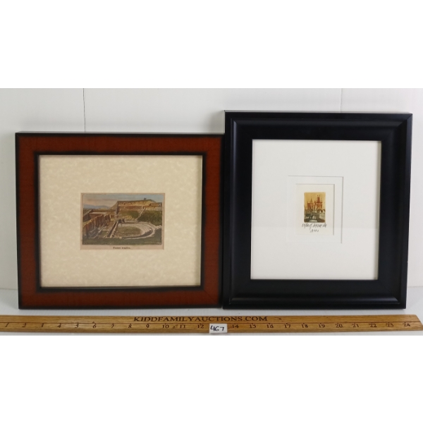 LOT OF 2 - "TEATRO TRAGICO" & PRAGUE CHARLES BRIDGE - FRAMED MINIATURE ART