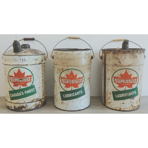 LOT OF 3 - SUPERTEST LUBRICANTS 5 GAL & FUEL CANS 