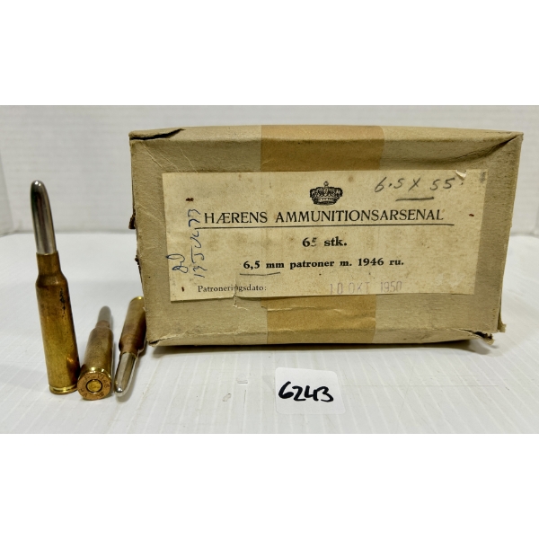 AMMO: APPROX 60X 6.5X55 MM SWEDE - MILITARY FMJ
