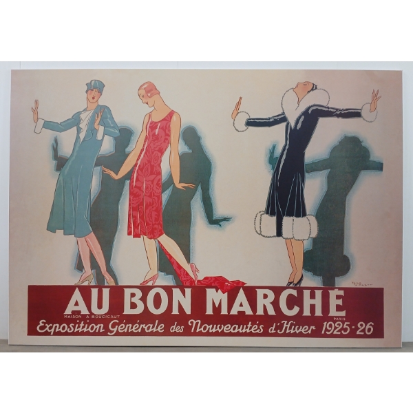 "AU BON MARCHE" BY RENE VINCENT(1879 - 1936) - PRINT ON BOARD
