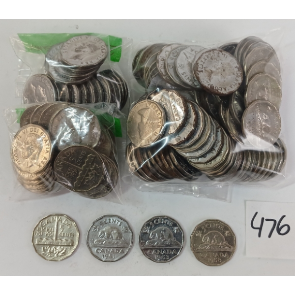 LOT OF 125 - 1950 & '51 CDN 5 CENT COINS