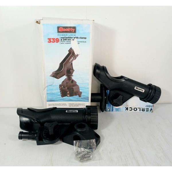 LOT OF 2 - SCOTTY POWER LOCK ROD HOLDERS W/ CLAMPS