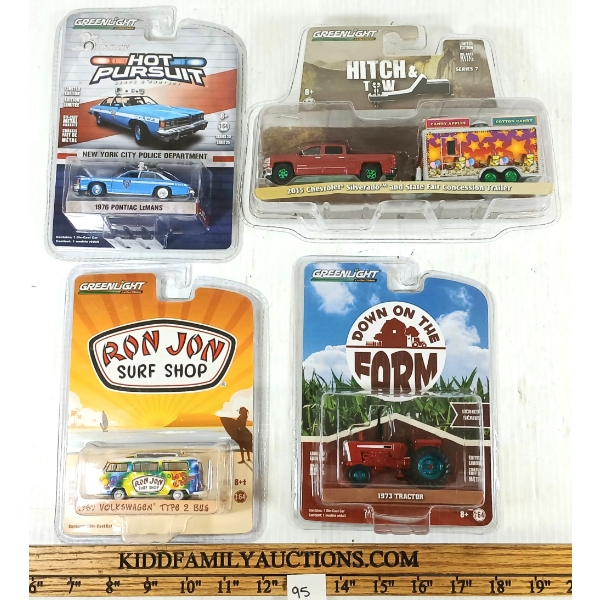 LOT OF 4 - GREENLIGHT DIECAST '76 PONTIAC LEMANS, '73 TRACTOR, ETC