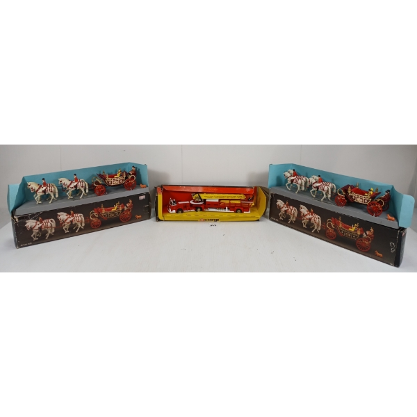 LOT OF 3 - CORGI ROYAL WEDDING SOUVENIRS & FIRETRUCK