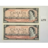 Image 1 : LOT OF 2 - 1954 CDN $2 BANKNOTES - SEQUENTIAL
