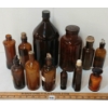 Image 2 : LOT OF 12 - AMBER GLASS APOTHECARY & CHEMISTRY BOTTLES