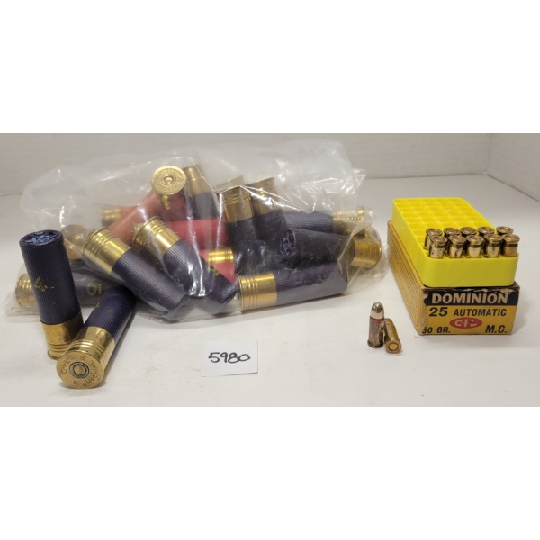 AMMO: 27X MIXED 16GA - #4, 5 SHOT & BB -12X CIL .25 AUTO - 50GR - MC 
