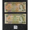 Image 1 : LOT OF 2 - 1969 & 1979 CDN $20 DOLLAR BANKNOTES