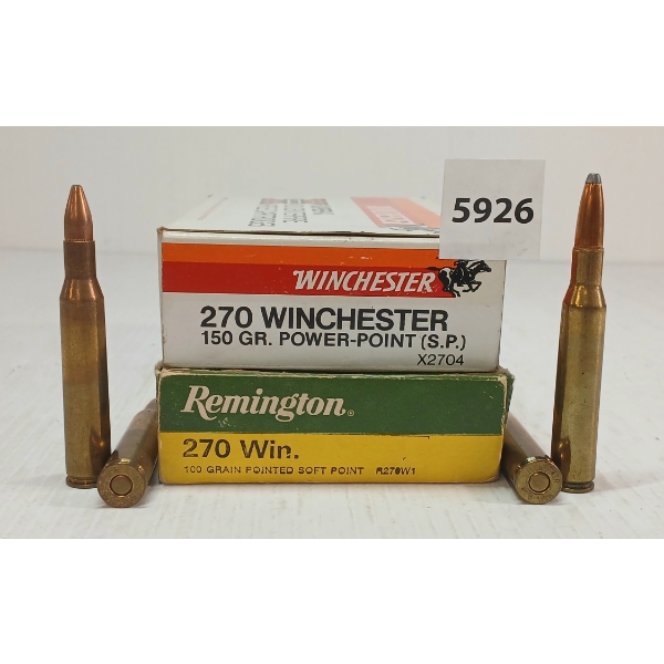 AMMO: 20X REMINGTON & WINCHESTER .270 WIN - 100 & 150GR - SP & PSP LIVE - 9X BRASS