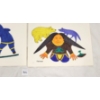 Image 2 : LOT OF 2 - "UNTITLED: MAN SPEARING POLAR BEAR & HIDING WOMAN" BY HELEN KALVAK - INK ON PAPER