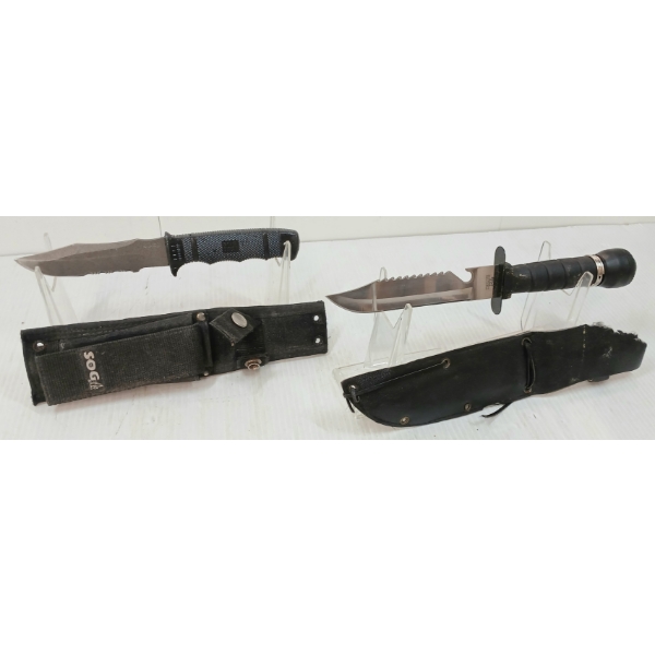 LOT OF 2 - SOGA & SURVIVAL KNIVES W/ SHEATHS