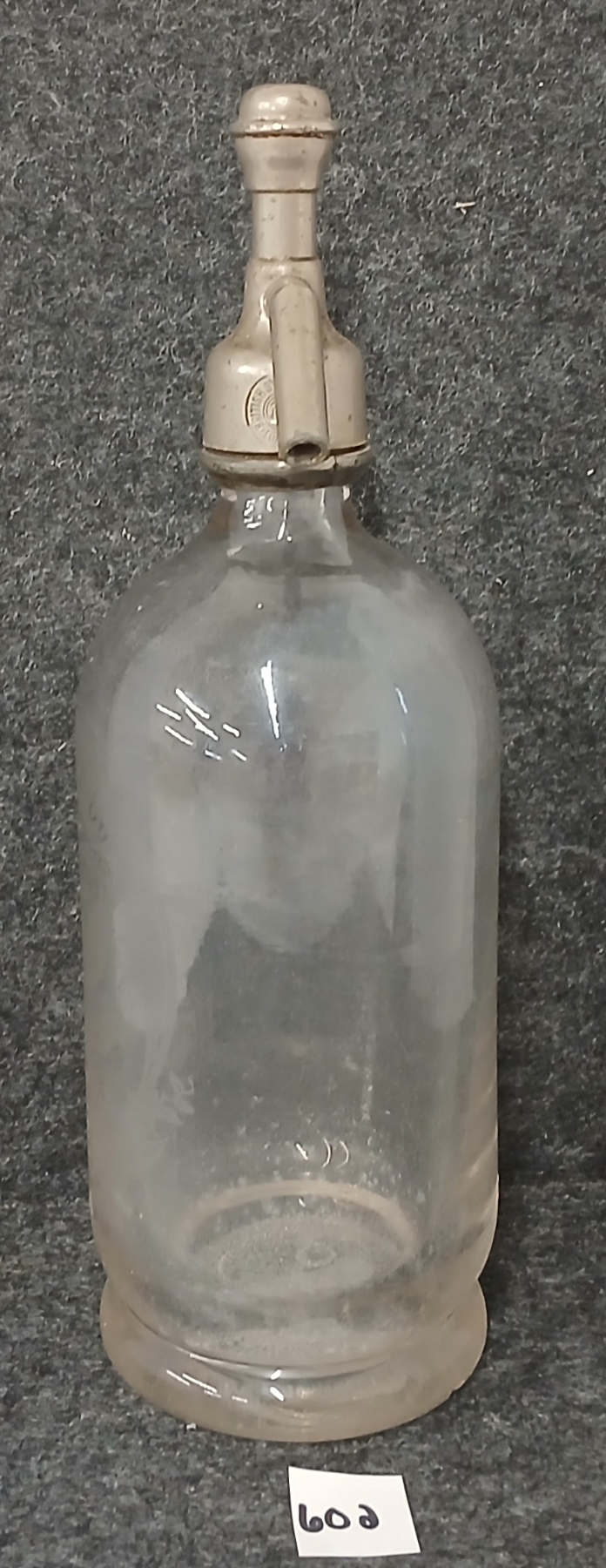 Hamilton Syphon HAMILTON MINERAL WATER PILGRIM CO. - CLEAR ACID-ETCHED - SYPHON BOTTLE