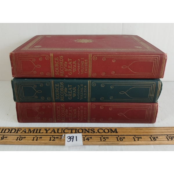 LOT OF 3 - "SOURCE RECORDS OF THE GREAT WAR" VOL. 1, 2 & 3 - HARDCOVERS
