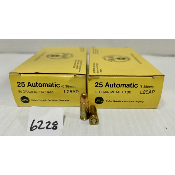 AMMO: 100X REMINGTON .25 ACP - 50 GR FMJ