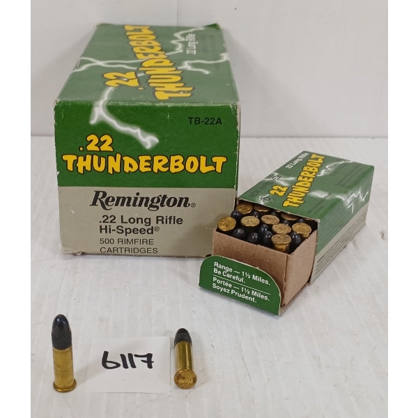 AMMO: APPROX 500X REMINGTON THUNDERBOLT .22 LR - 40GR - RN