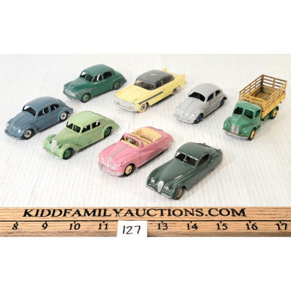 LOT OF 8 - DINKY TOYS DIECAST CARS - VOLKSWAGEN, DODGE, HUDSON HORNET, ETC
