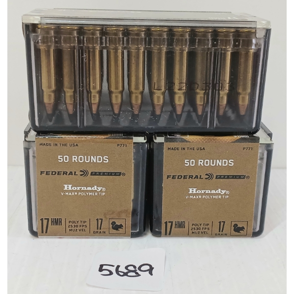 AMMO: 150X FEDERAL .17 HMR - 17GR - V-MAX POLYMER TIP