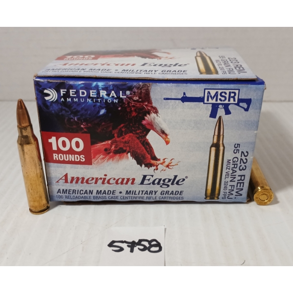 AMMO: 100X FEDERAL .223 REM - 55GR - FMJ