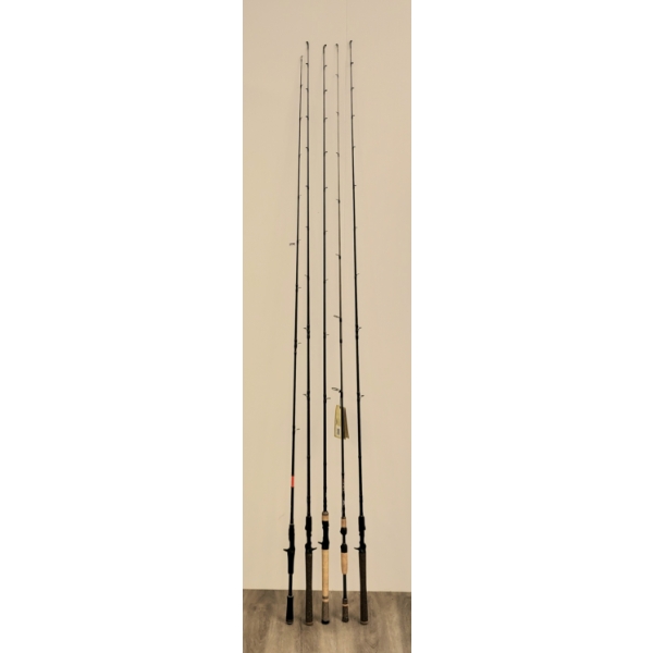 LOT OF 5 - FISHING POLES - INCL FENWICK & LIGHTNING ROD