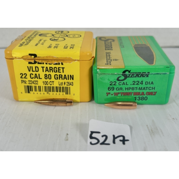 BULLETS: APPROX 120X .22 CAL 80GR. & 69GR. 