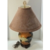 Image 5 : PORCELAIN CRANE MOTIF TABLE LAMP W/ SUEDE SHADE