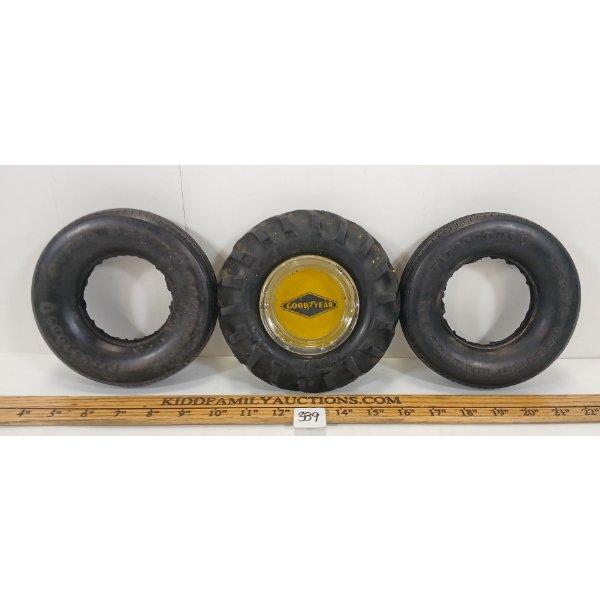 LOT OF 3 - TIRE ASHTRAYS