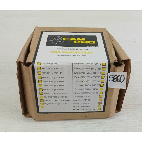 BULLETS: 500X CAM PRO .45CAL - 230GR - FCP - RN - SEALED