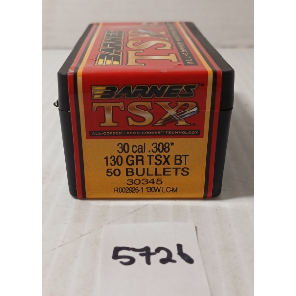 BULLETS: 50X BARNES .30 - 130GR - TSX BT - FACTORY SEALED 
