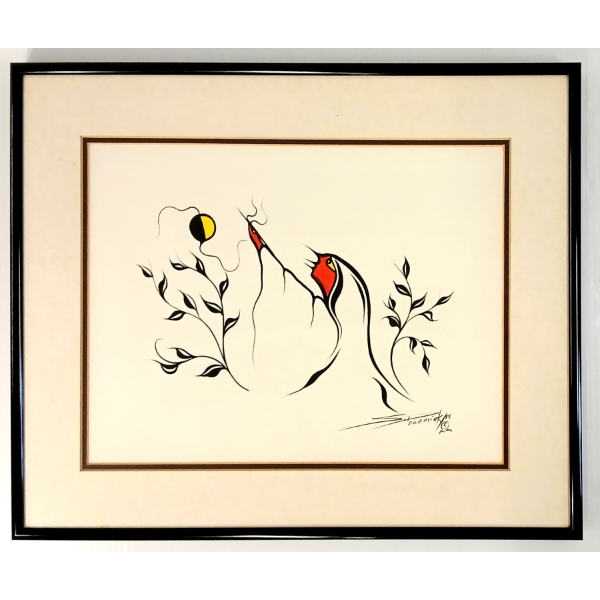 LOOKING AT THE SKY BY STANLEY PANAMICK - FRAMED ACRYLIC ON PAPER