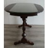 Image 2 : 19TH CENTURY ENGLISH BEAUCRAFT WALNUT DROP LEAF TABLE W/ GLASS TOP