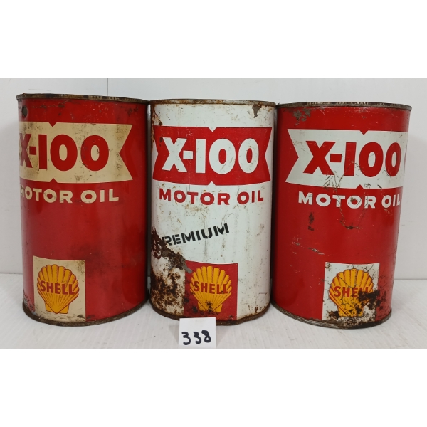 LOT OF 3 - SHELL X-100 MOTOR OIL QT CANS