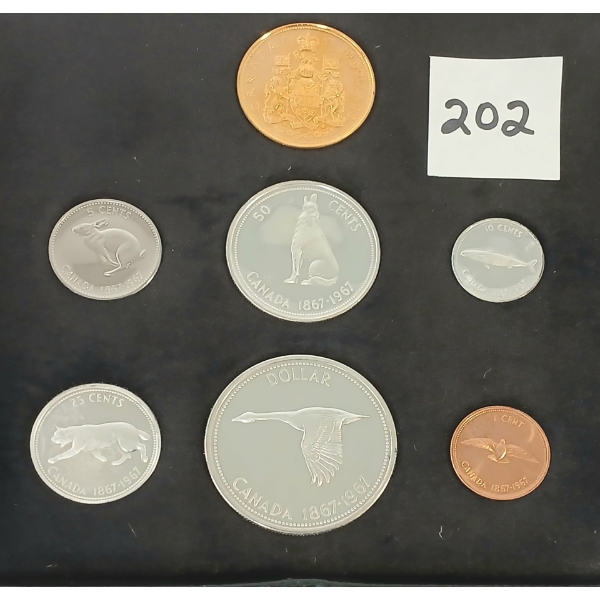 1967 CDN CENTENNIAL 22KT GOLD & SILVER PROOF SET 