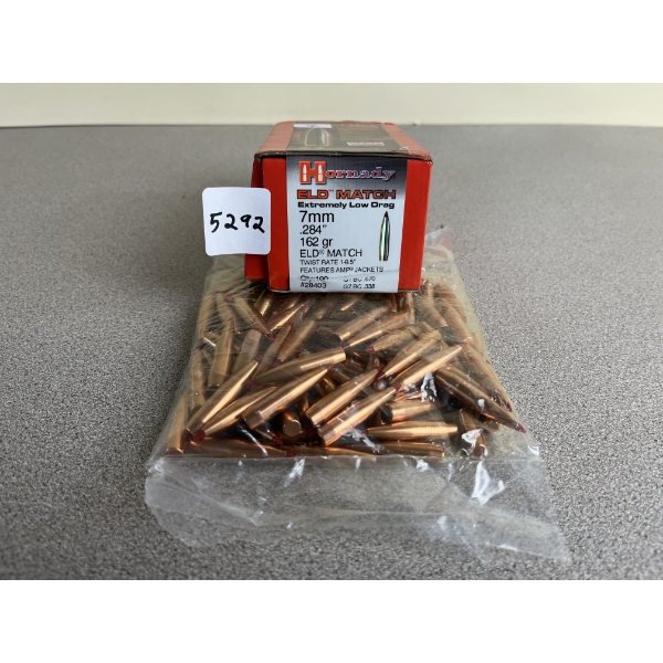 BULLETS: 100X HORNADY 7MM ELD MATCH 162 GR.