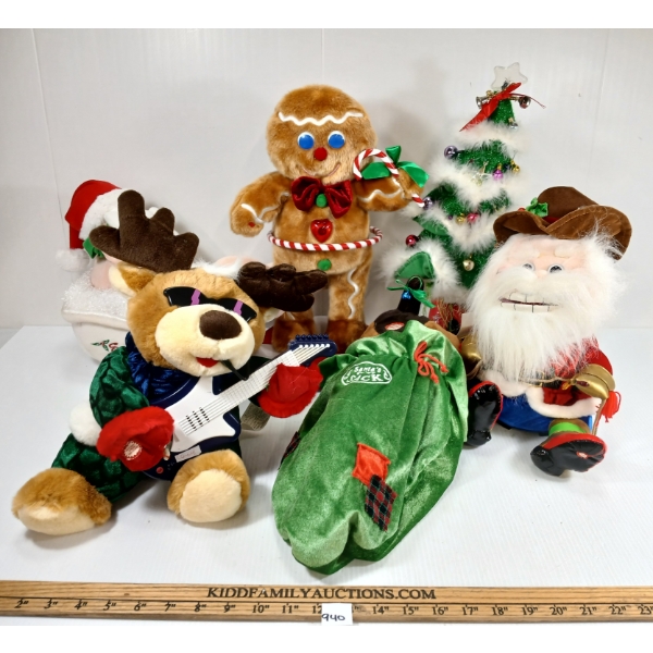 LOT OF 6 - MUSICAL CHRISTMAS ANIMATED FIGURES - INCL SPLASH GREETINGS, ETC.