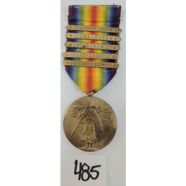 WWI U.S. VICTORY MEDAL W/ 5 BARS