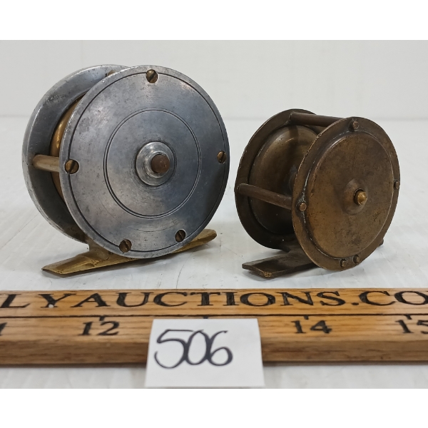 LOT OF 2 - BRASS S. ALLCOCK & CO. & UNMARKED FISHING REELS