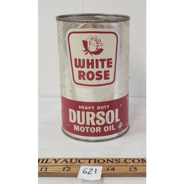 WHITE ROSE HEAVY DUTY DURSOL MOTOR OIL QT FIBRE CAN